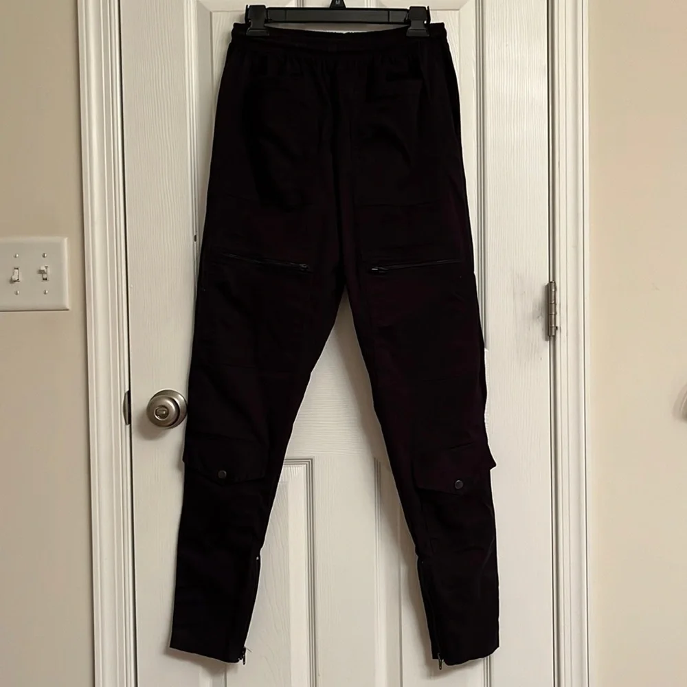 Lordz Blue Tactical Nylon Paneled Cotton Cargo Pants Bottom Zippers Medium